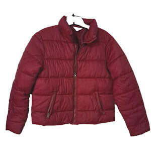 Time And True Puffer Jacket Women Small  Long Sleeve Full Zip Fushia